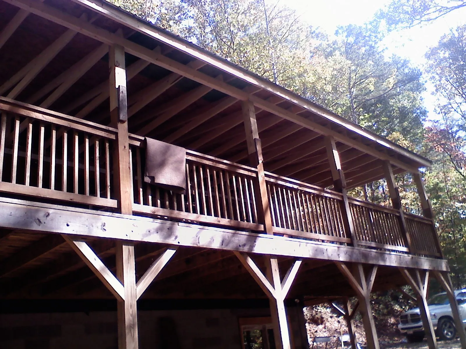 Timber framing under a new elevated porch and deck — Roof Leak Repair in Purcell by Roofing Brothers